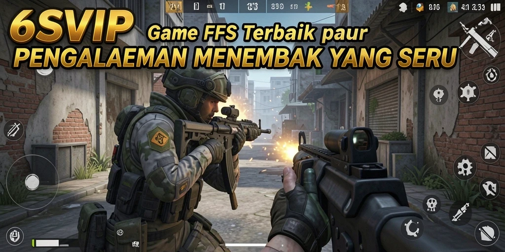 Tampilan gameplay mendebarkan dalam 6SVIP, aksi tembak-menembak yang intens.