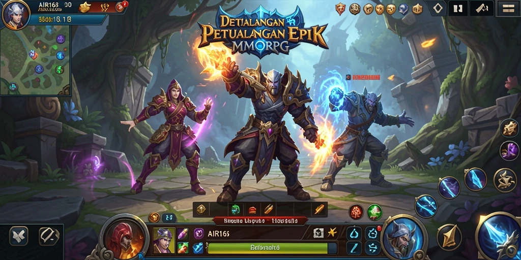 Screenshot gameplay AIR168 menampilkan pertempuran seru dalam dunia MMORPG.
