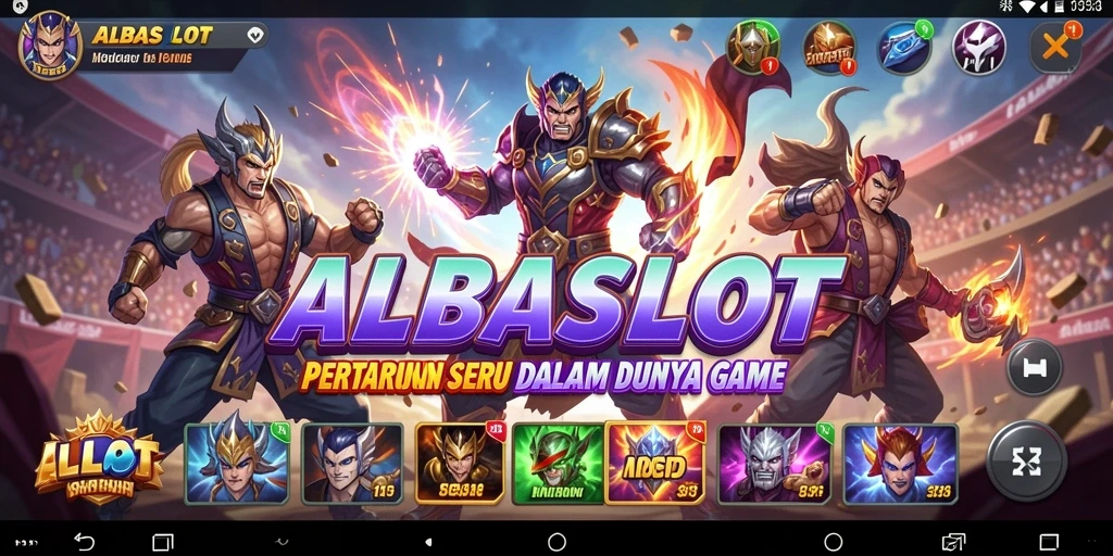 Tampilan gameplay seru dalam ALBASLOT yang menunjukkan aksi pertarungan mendebarkan.
