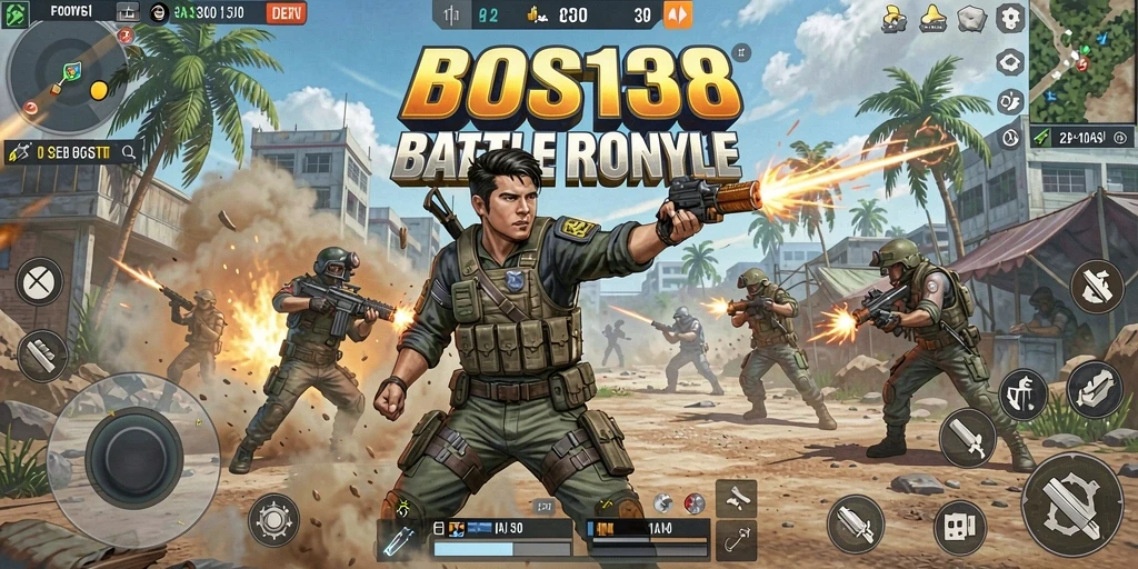 Tampilan seru gameplay Battle Royale dari BOS138.