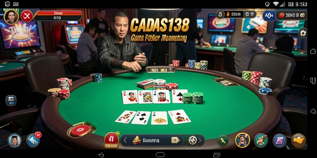 Tampilan gameplay seru di CADAS138, menampilkan aksi Poker yang mendebarkan.