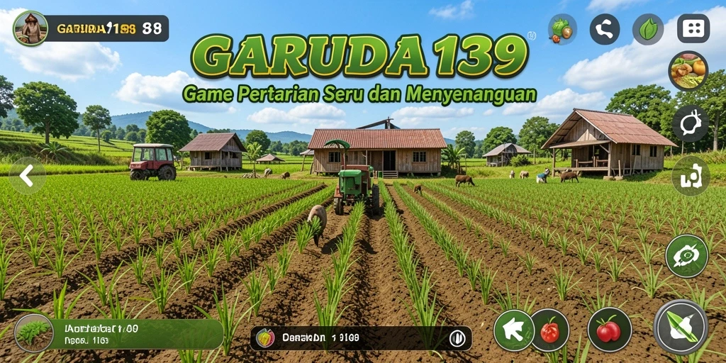 Tampilan gameplay GARUDA138 yang menampilkan aktivitas bertani yang seru.