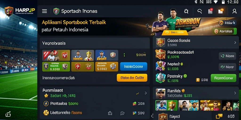 Tangkapan layar gameplay HARAPJP yang menampilkan fitur taruhan olahraga secara langsung.