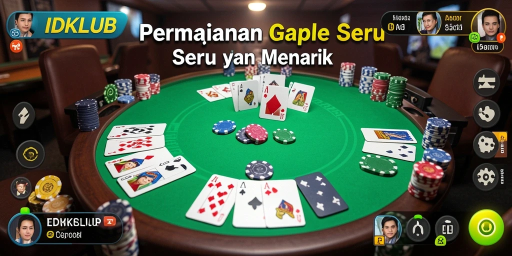 Screenshot gameplay IDKLUB dengan tema Gaple yang menarik.