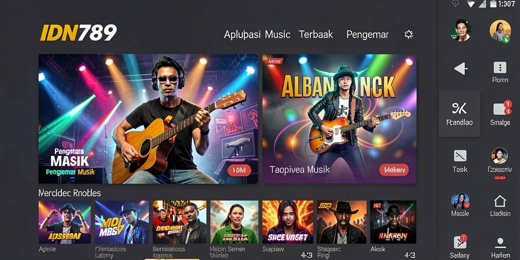 Tampilan gameplay IDN789 yang seru dengan berbagai genre musik.