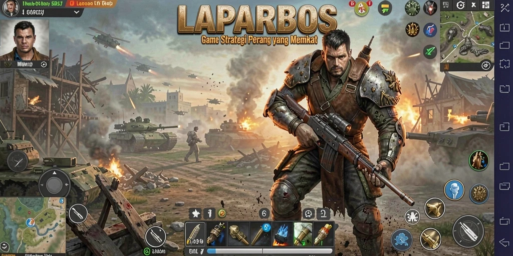 Screenshot menunjukkan pertempuran epik di LAPARBOS.