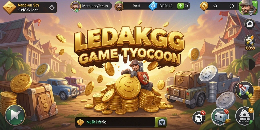 Tampilan gameplay LEDAKGG yang menarik dan penuh strategi Tycoon.