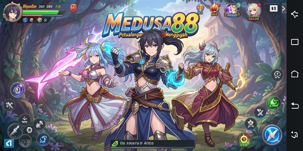 Tampilan menarik dari gameplay MEDUSA88 yang penuh warna.