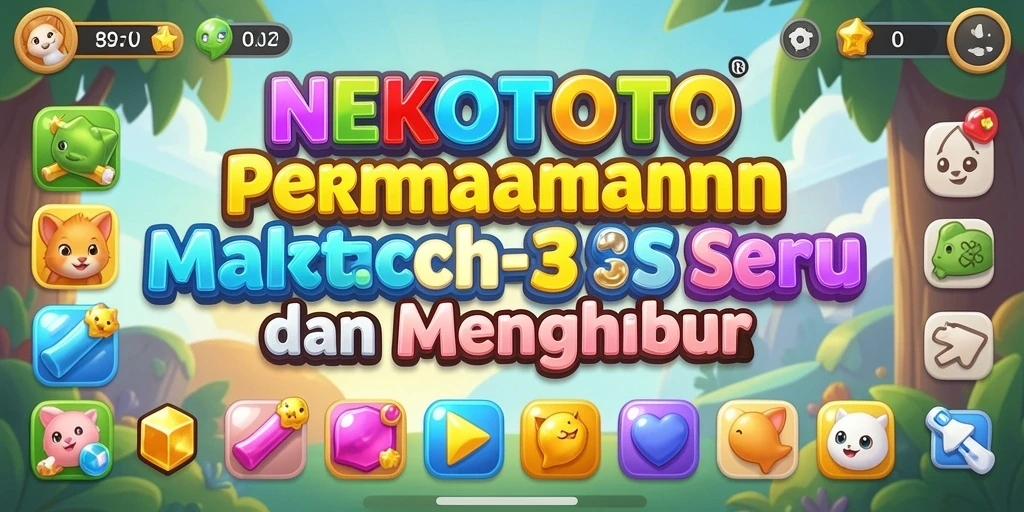 Screenshot gameplay NEKOTOTO yang menampilkan tantangan Match-3.