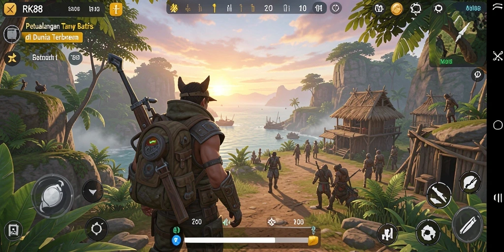 Tampilan gameplay yang menakjubkan dari RK88 dengan dunia terbuka yang indah.