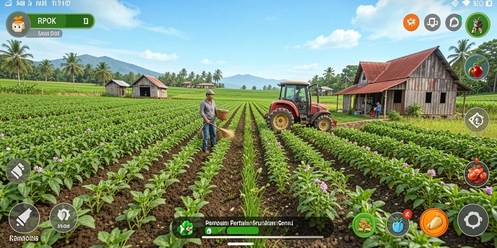 Tampilan gameplay RPOK yang seru saat mengelola kebun.