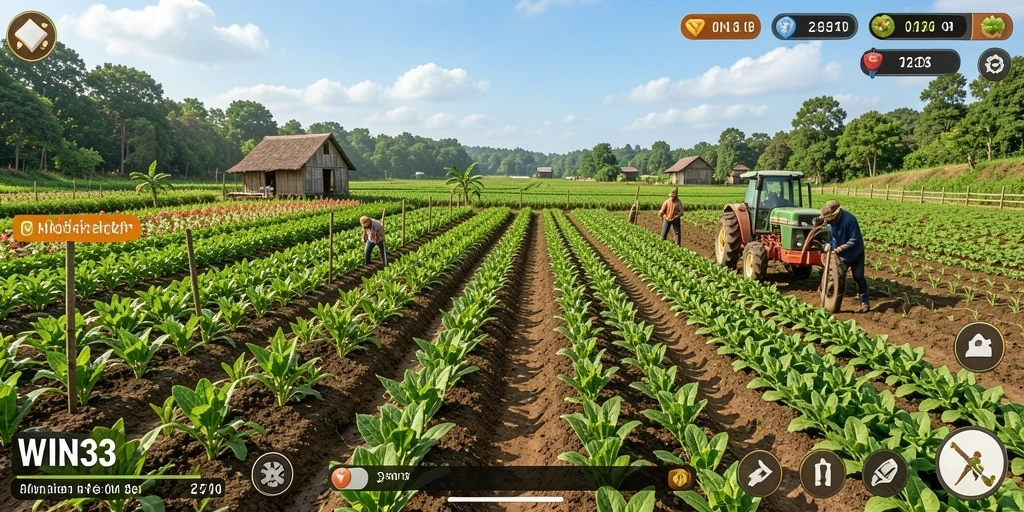 Tampilan menarik dari gameplay WIN33 yang berfokus pada pertanian.