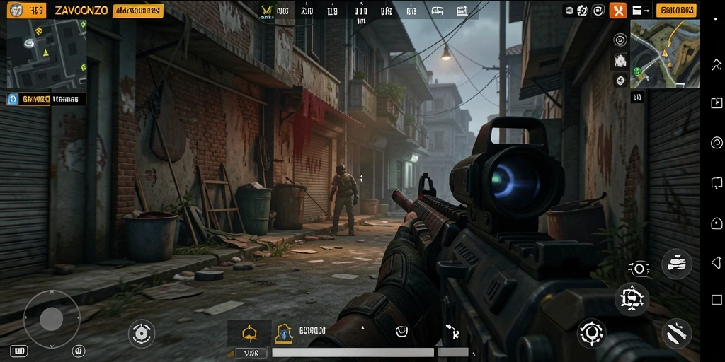 Screenshot ZAVONZO menampilkan aksi menegangkan dalam gameplay TPS.